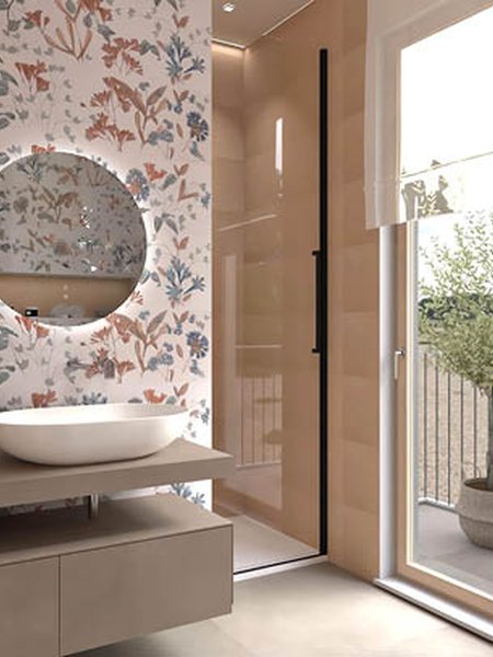 Bathroom design image in Rectangular shape, created with floor tiles SUMMER and wall tiles DECO&MORE, SUMMER