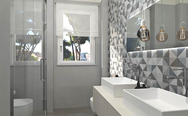 Bathroom design image in Rectangular shape, created with floor tiles MILANO MOOD and wall tiles MILANO MOOD