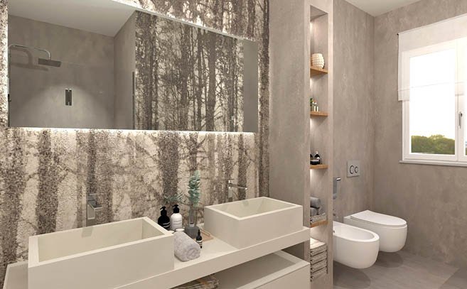 Bathroom design image in Rectangular shape, created with wall tiles YLICO