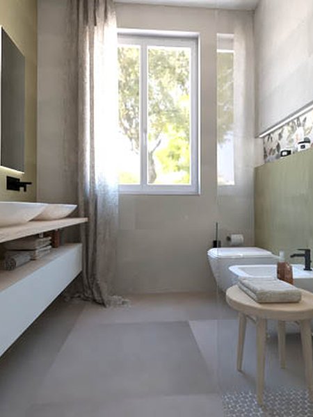 Bathroom design image in Rectangular shape, created with floor tiles SUMMER and wall tiles SUMMER