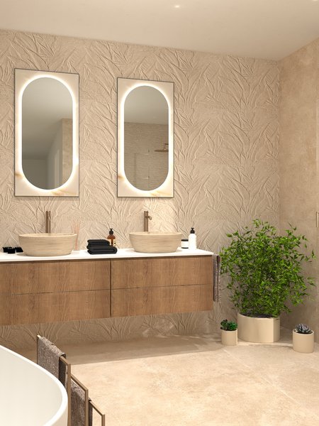 Bathroom design image in Squared shape, created with floor tiles NOBU and wall tiles NOBU