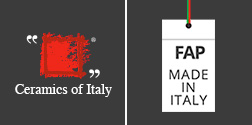 Logos of Ceramiche d'utalia and Fap Made in Italy, respectively.