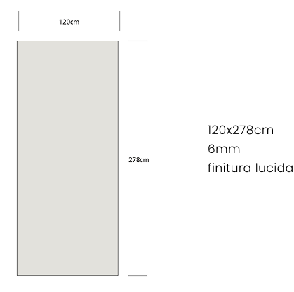 Technical drawing of a 120x278 cm slab on a white background, ideal for large-format coverings.