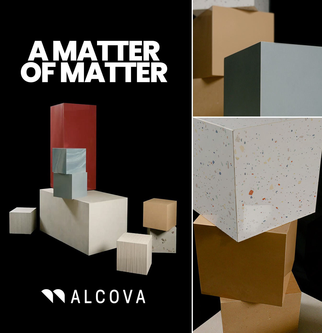 Collage visivo Frozen Forest: silhouette blu, texture ghiacciate e totem ceramici riflettenti con effetto sfumato.