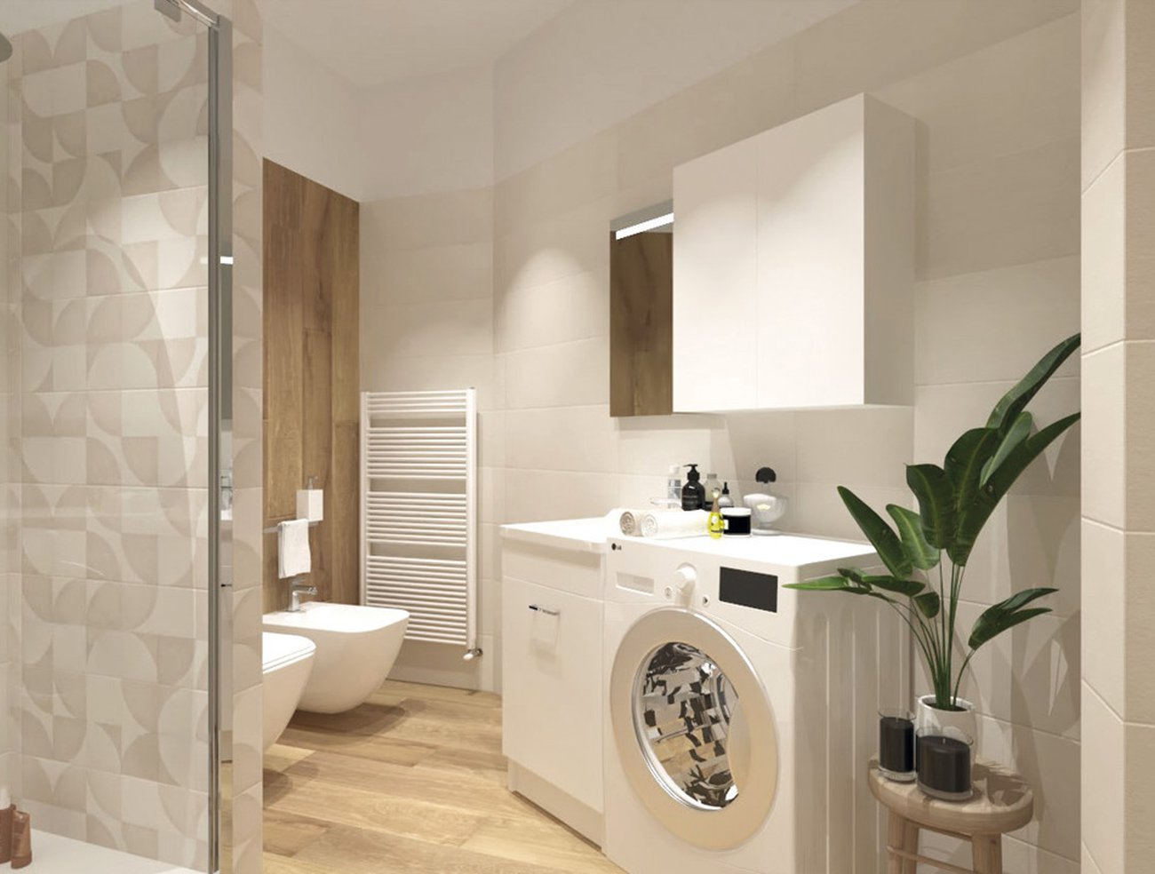 Bathroom design image in Rectangular shape, created with floor tiles FAPNEST and wall tiles MAT&MORE