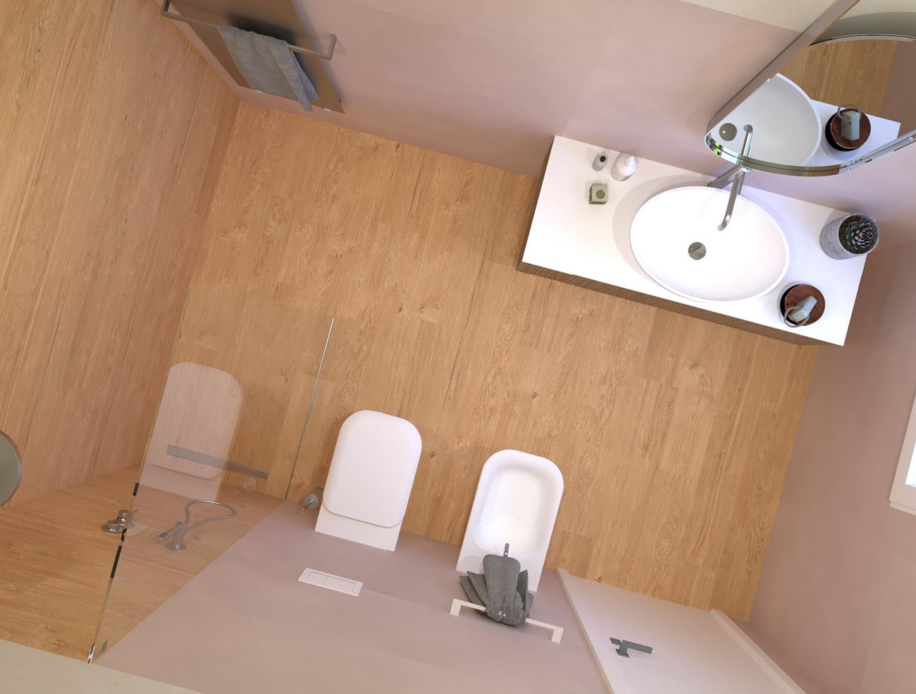 Bathroom design image in Rectangular shape, created with floor tiles PLEIN AIR and wall tiles PLEIN AIR, MILANO MOOD