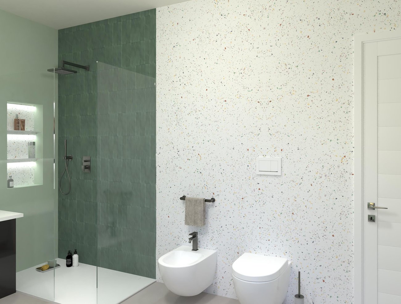 Bathroom design image in Rectangular shape, created with floor tiles MILANO&FLOOR and wall tiles STILL, TRUE COLOR