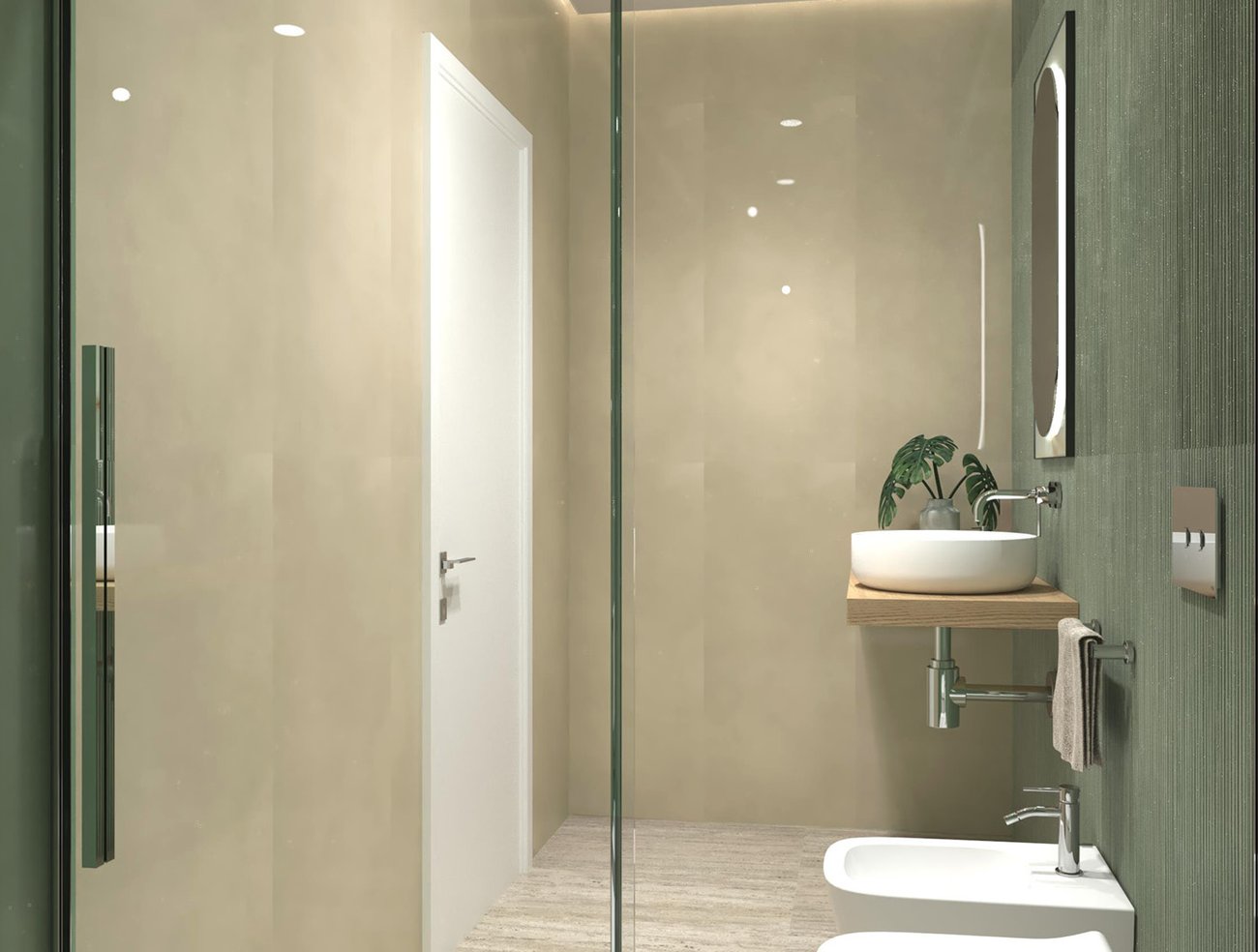 Bathroom design image in Rectangular shape, created with floor tiles MATERIA CLASSICA and wall tiles MATERIA BRILLANTE