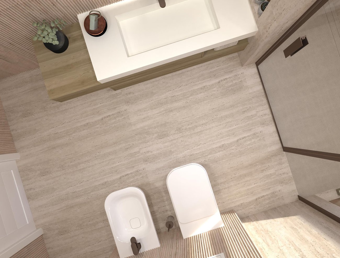 Bathroom design image in Rectangular shape, created with floor tiles MATERIA CLASSICA and wall tiles MATERIA CLASSICA, PLEIN AIR