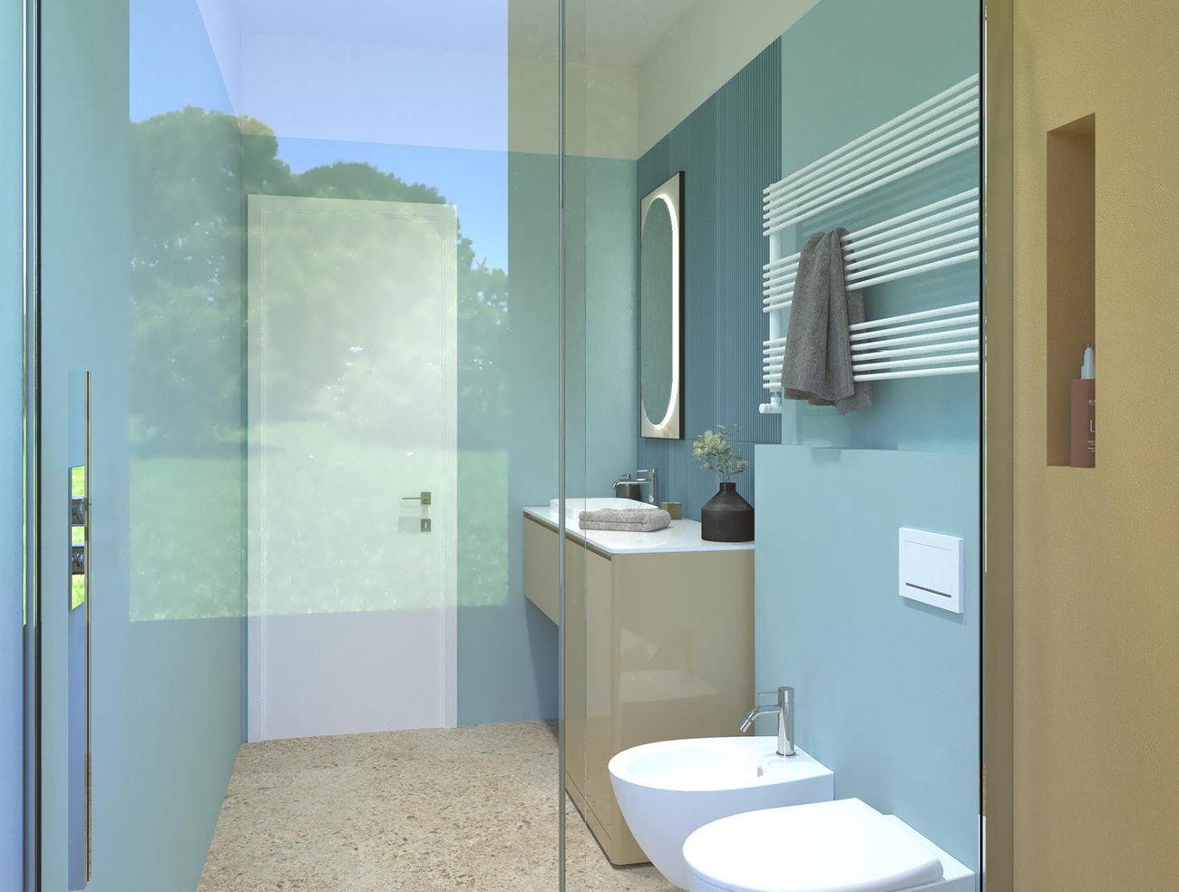 Bathroom design image in Rectangular shape, created with floor tiles MATERIA ECLETTICA and wall tiles TRUE COLOR