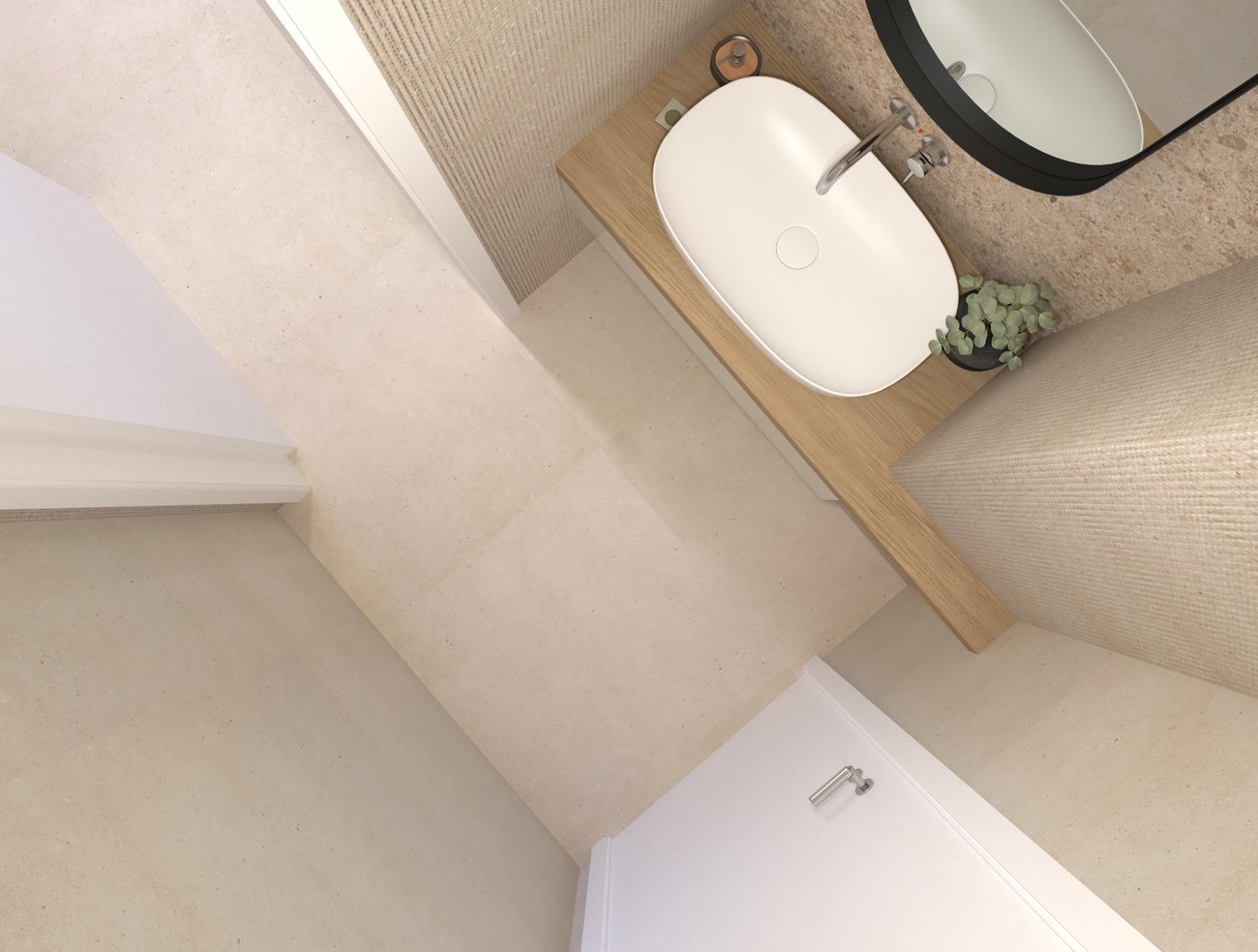 Bathroom design image in Rectangular shape, created with floor tiles MATERIA PURA and wall tiles MATERIA CLASSICA, MATERIA PURA
