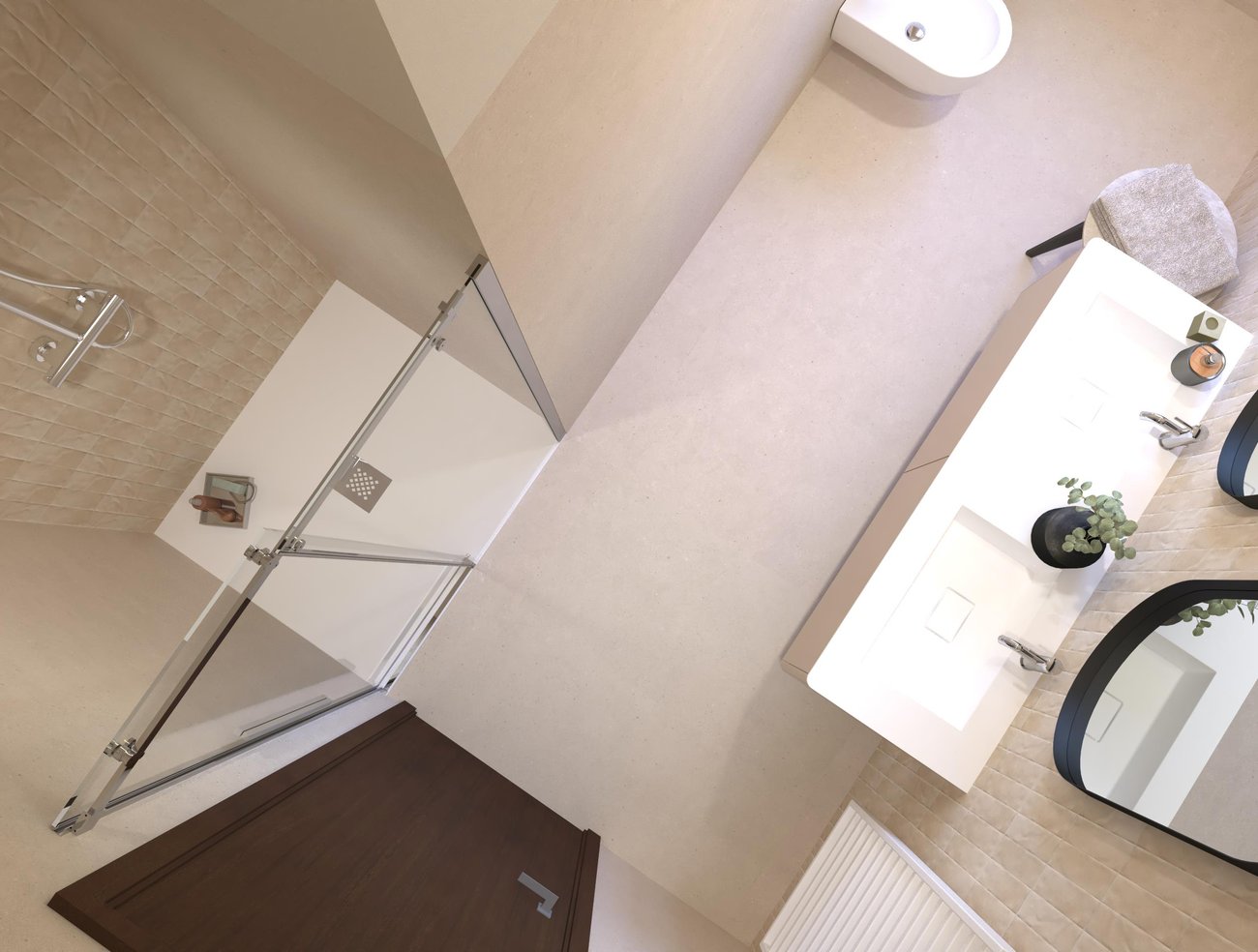 Bathroom design image in Rectangular shape, created with floor tiles MATERIA PURA and wall tiles STILL, MATERIA PURA