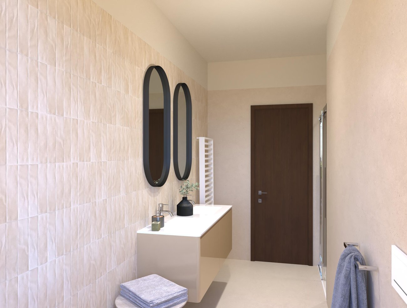 Bathroom design image in Rectangular shape, created with floor tiles MATERIA PURA and wall tiles STILL, MATERIA PURA