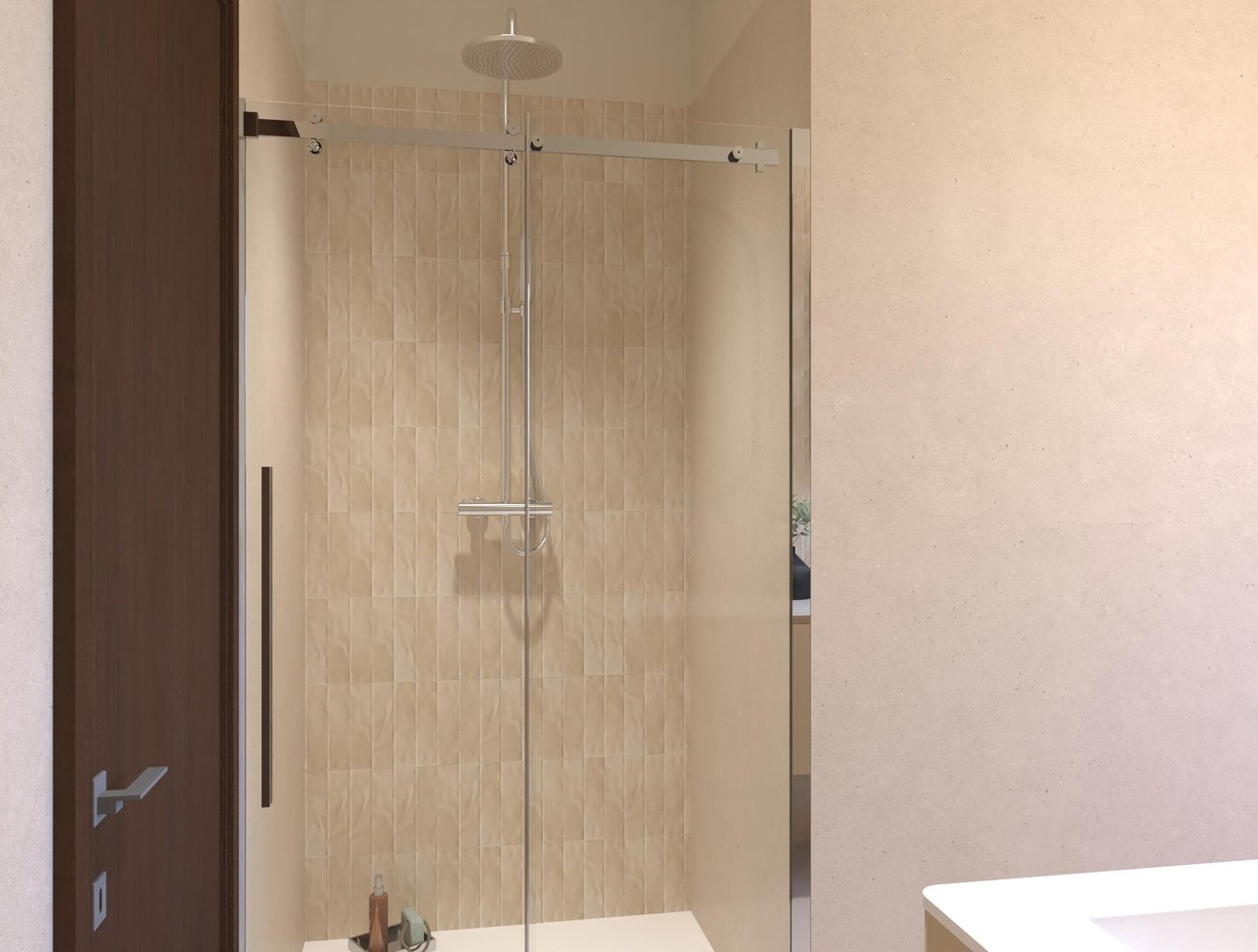 Bathroom design image in Rectangular shape, created with floor tiles MATERIA PURA and wall tiles STILL, MATERIA PURA