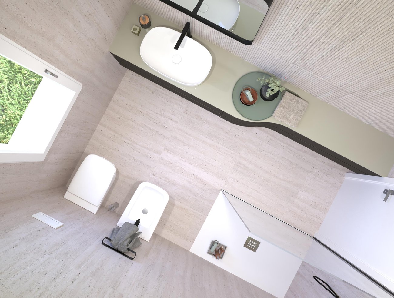 Bathroom design image in Rectangular shape, created with floor tiles MATERIA CLASSICA and wall tiles MATERIA CLASSICA