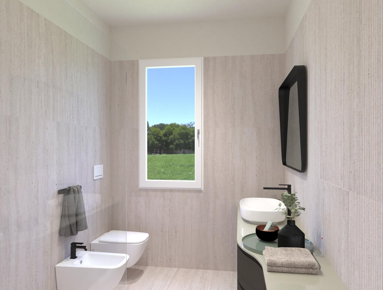 Bathroom design image in Rectangular shape, created with floor tiles MATERIA CLASSICA and wall tiles MATERIA CLASSICA
