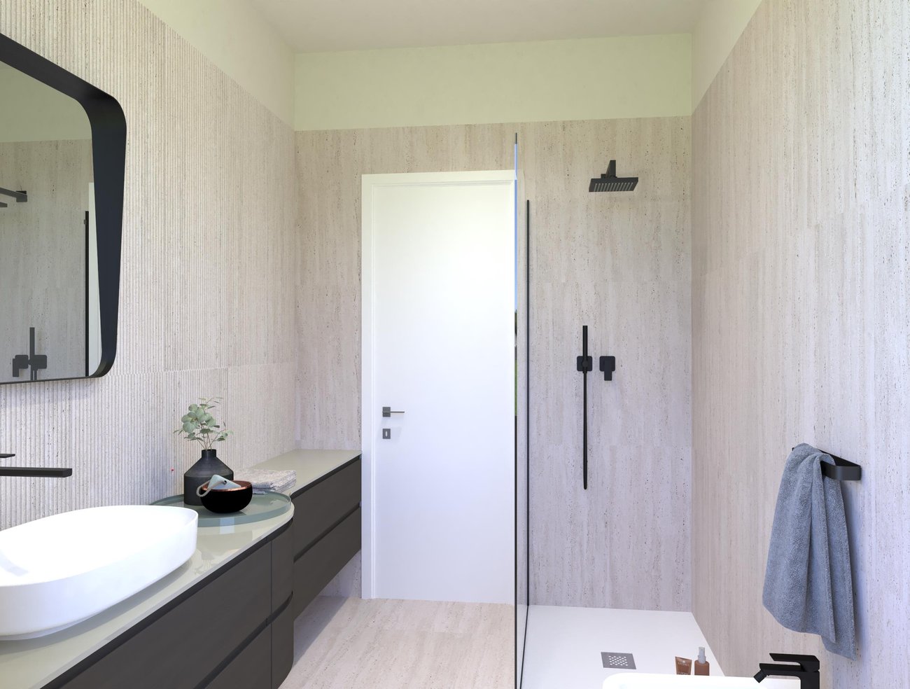 Bathroom design image in Rectangular shape, created with floor tiles MATERIA CLASSICA and wall tiles MATERIA CLASSICA