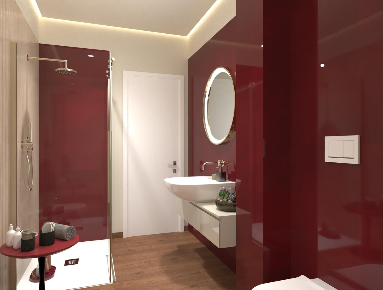 Bathroom design image in Rectangular shape, created with floor tiles ROOTS and wall tiles MATERIA BRILLANTE