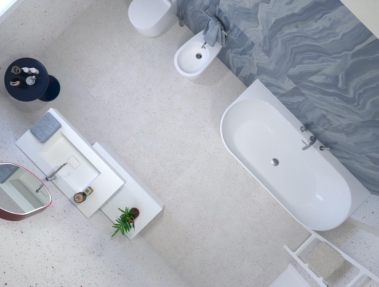 Bathroom design image in Rectangular shape, created with floor tiles MILANO MOOD and wall tiles MATERIA BRILLANTE