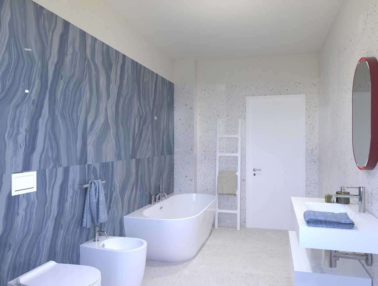 Bathroom design image in Rectangular shape, created with floor tiles MILANO MOOD and wall tiles MATERIA BRILLANTE