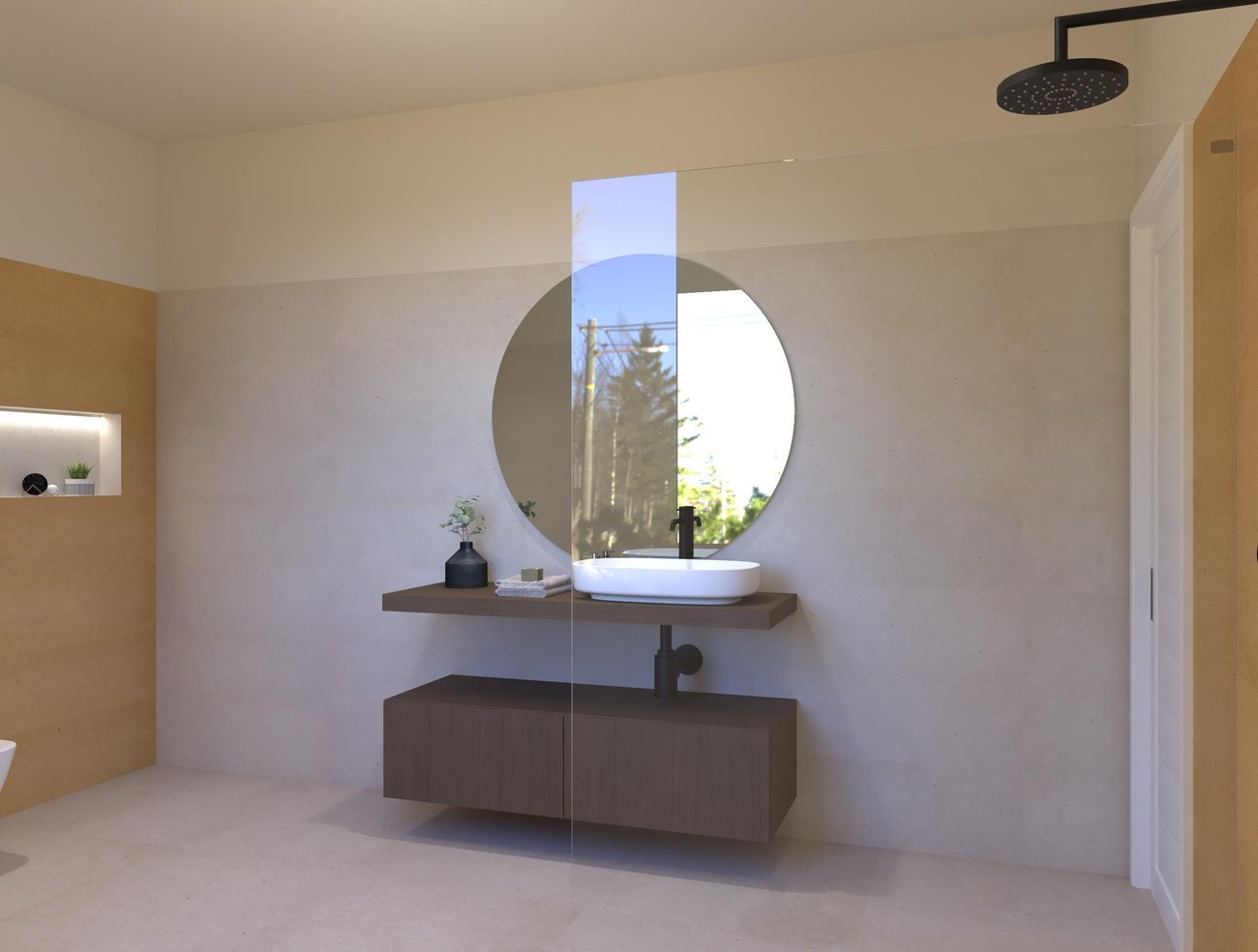Bathroom design image in Rectangular shape, created with floor tiles MATERIA PURA and wall tiles MATERIA PURA