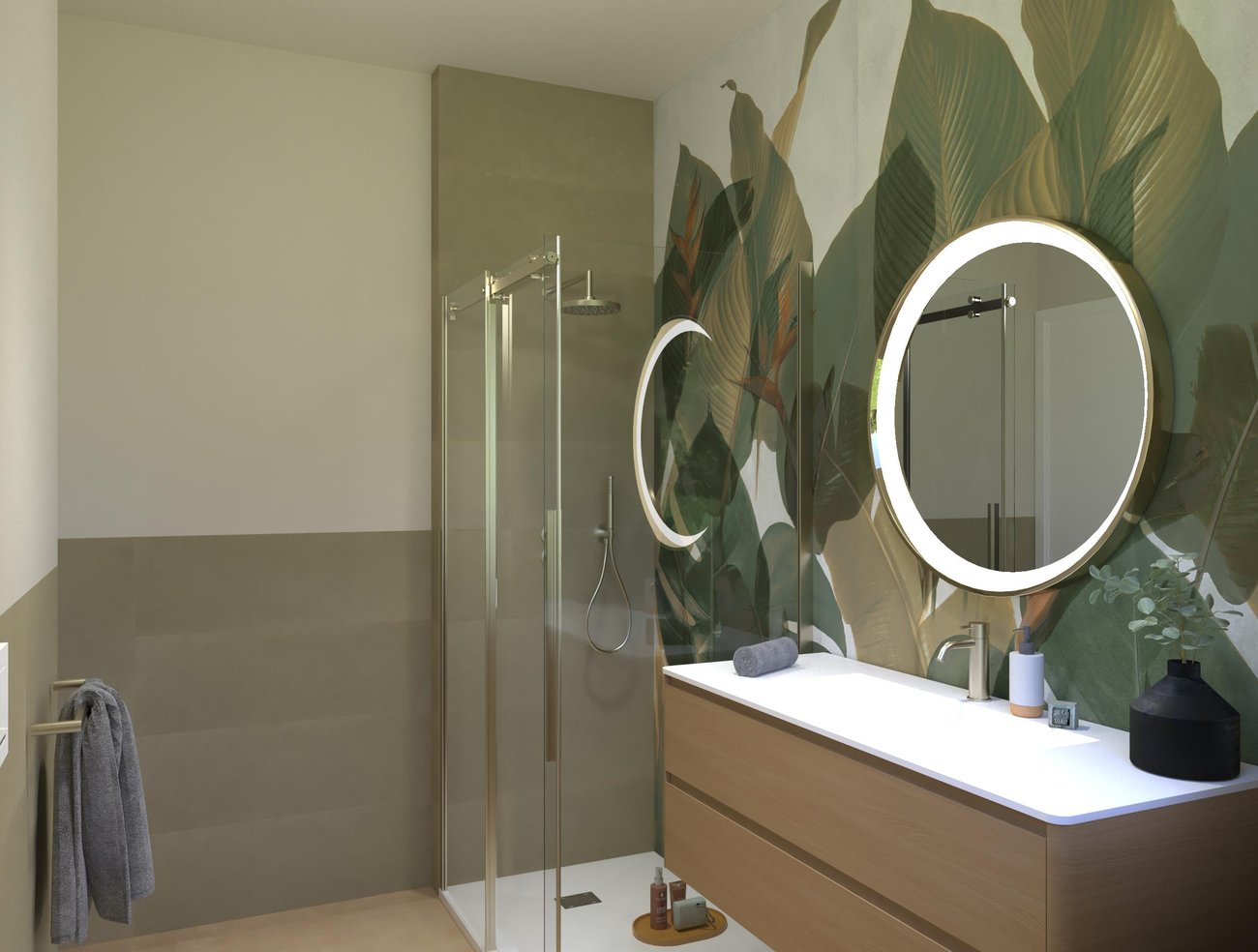 Bathroom design image in Squared shape, created with floor tiles SUMMER and wall tiles YLICO, SUMMER