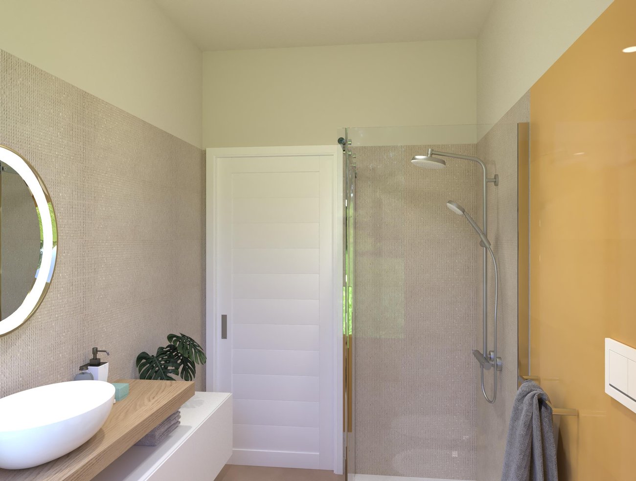 Bathroom design image in Rectangular shape, created with floor tiles MILANO MOOD and wall tiles MATERIA PURA