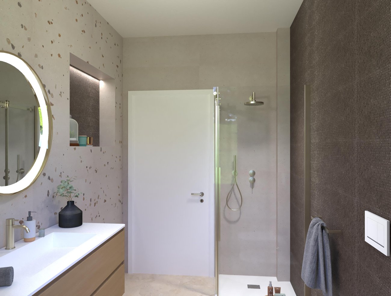 Bathroom design image in Rectangular shape, created with floor tiles VENTO DEL SUD and wall tiles MATERIA PURA