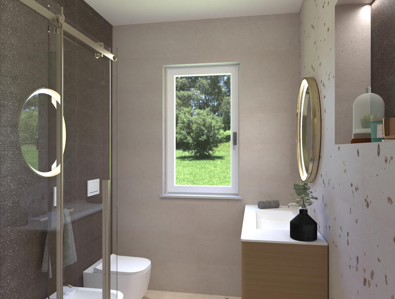 Bathroom design image in Rectangular shape, created with floor tiles VENTO DEL SUD and wall tiles MATERIA PURA