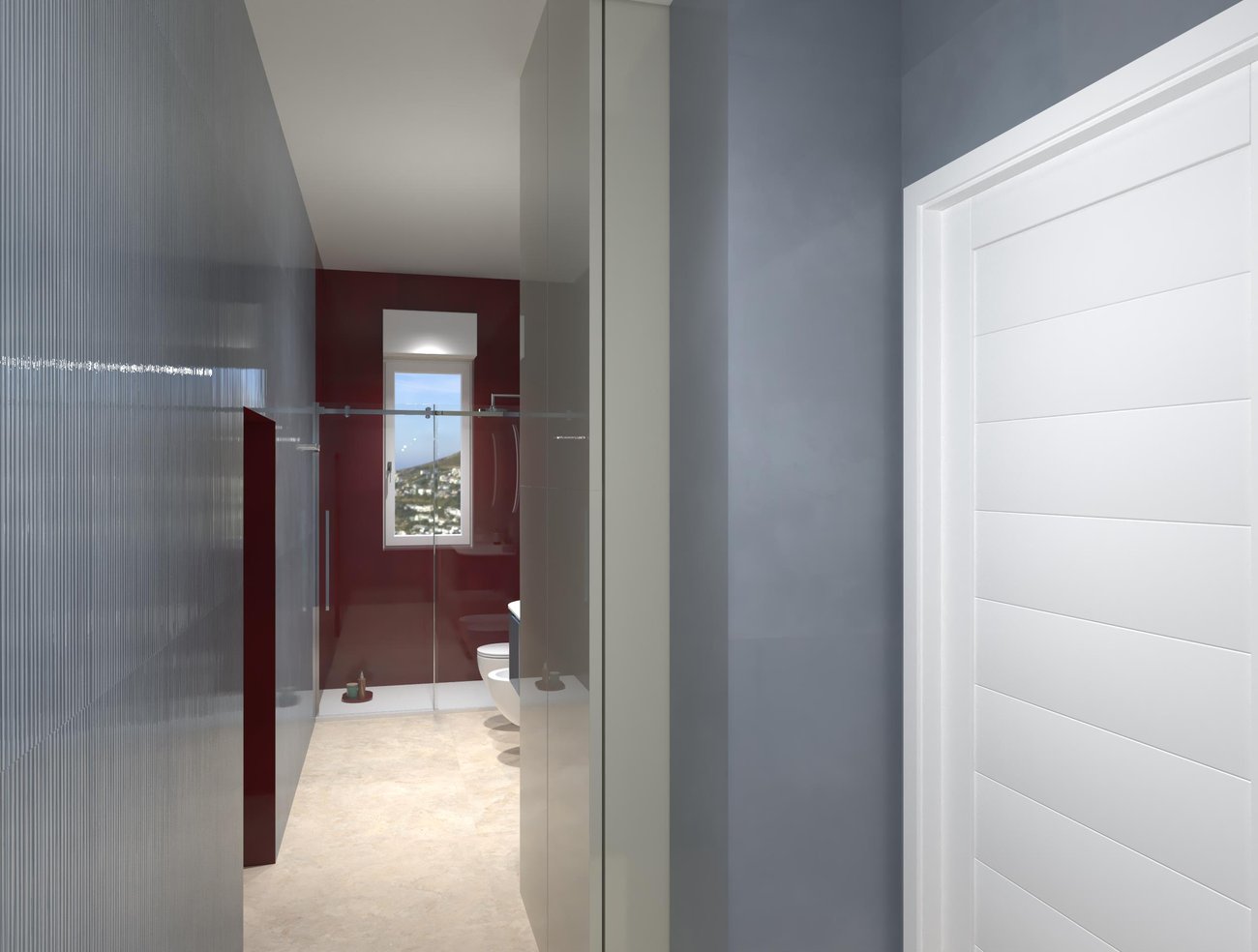 Bathroom design image in Rectangular shape, created with floor tiles VENTO DEL SUD and wall tiles MATERIA BRILLANTE