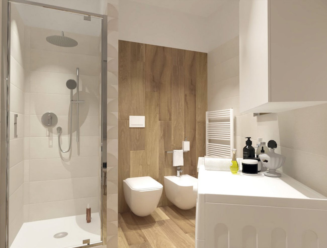 Bathroom design image in Rectangular shape, created with floor tiles FAPNEST and wall tiles MAT&MORE