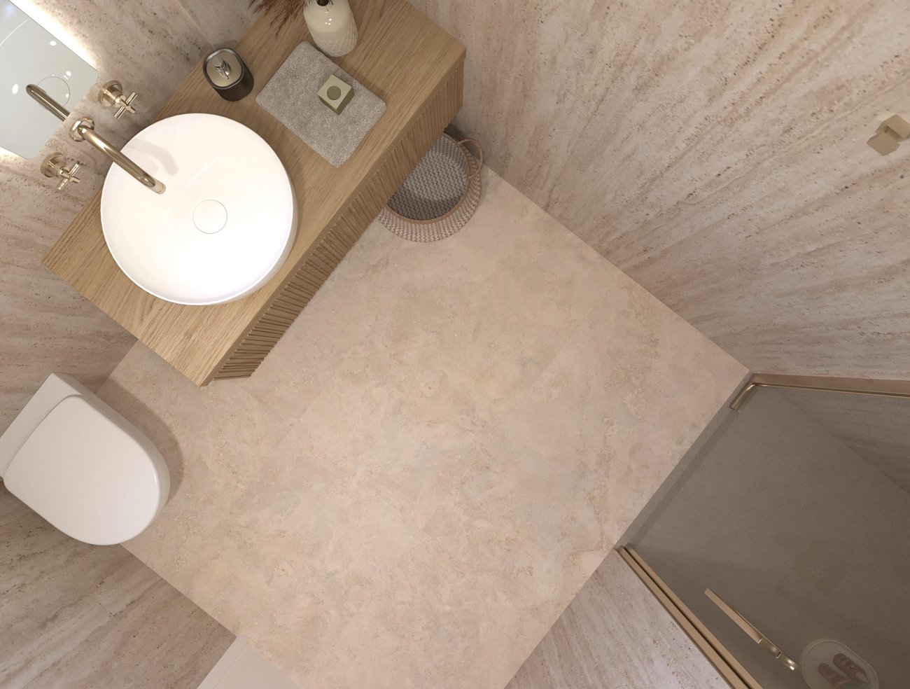 Bathroom design image in Rectangular shape, created with floor tiles VENTO DEL SUD and wall tiles MATERIA CLASSICA