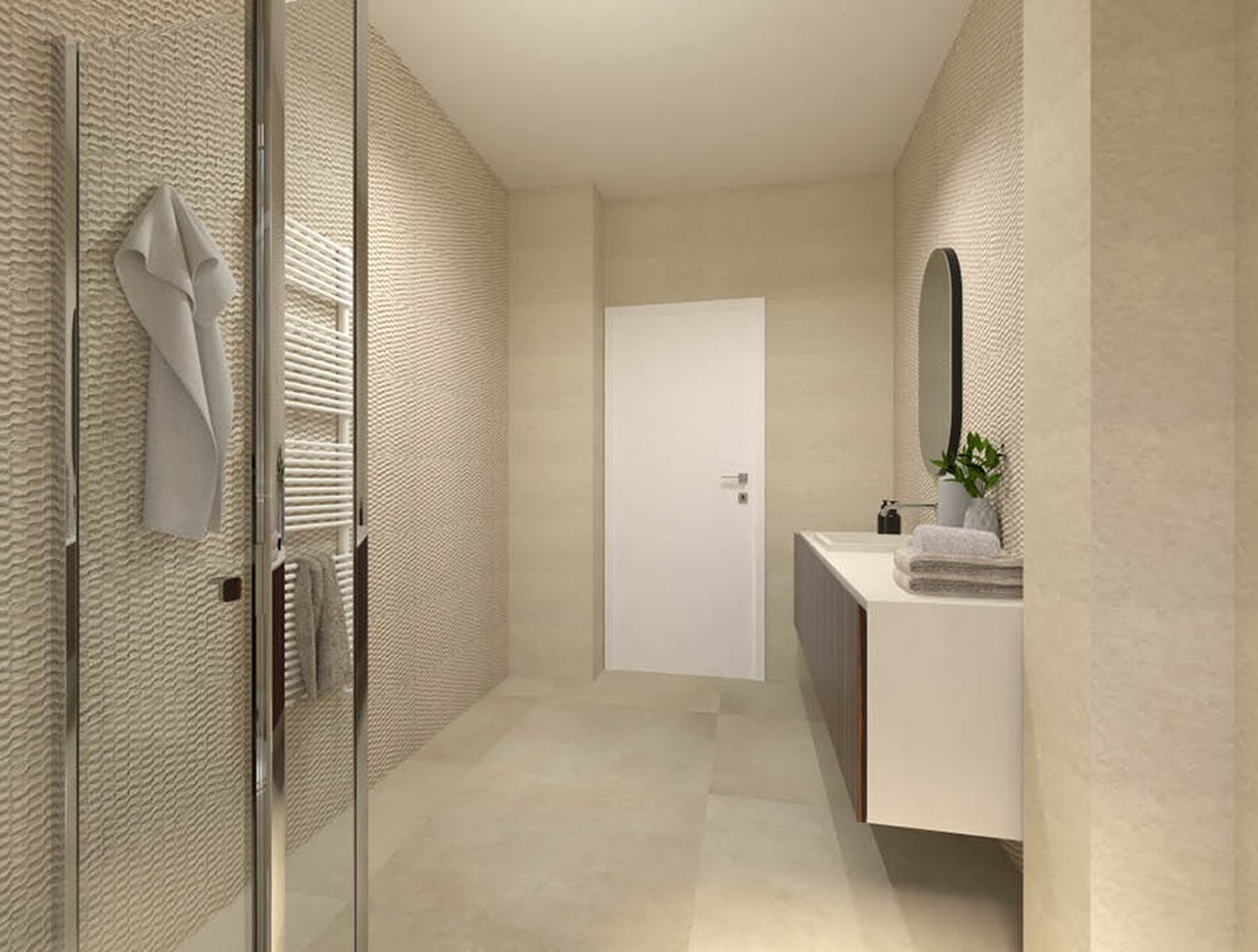 Изображение проекта ванной комнаты формы Прямоугольная, выполненного снастенная плитка LUMINA STONE