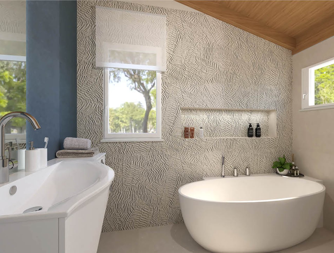 Bathroom design image in Squared shape, created with wall tiles BLOOM