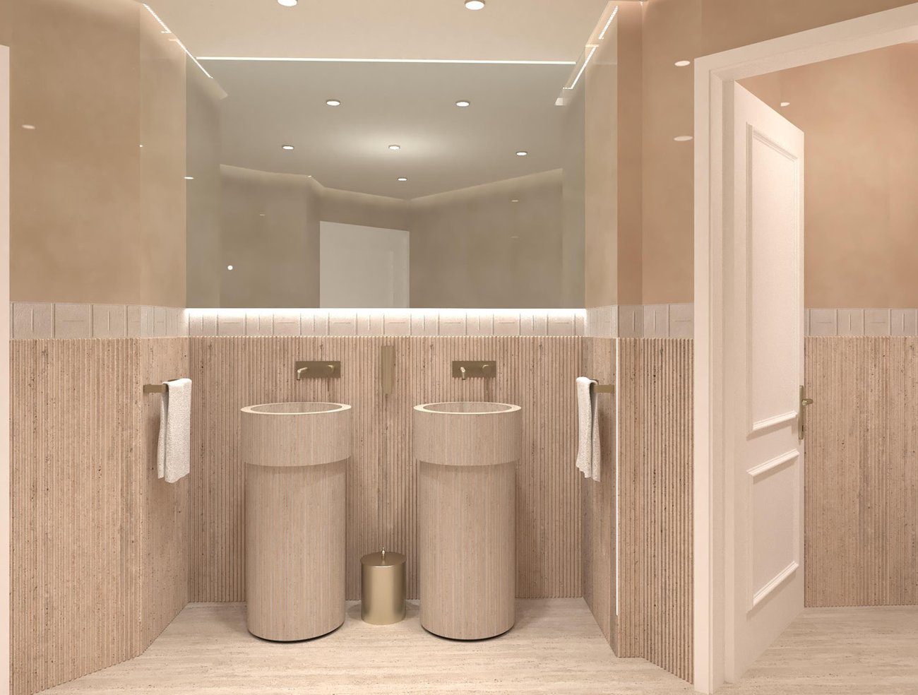 Bathroom design image in Rectangular shape, created with floor tiles MATERIA CLASSICA and wall tiles MATERIA BRILLANTE, MATERIA CLASSICA