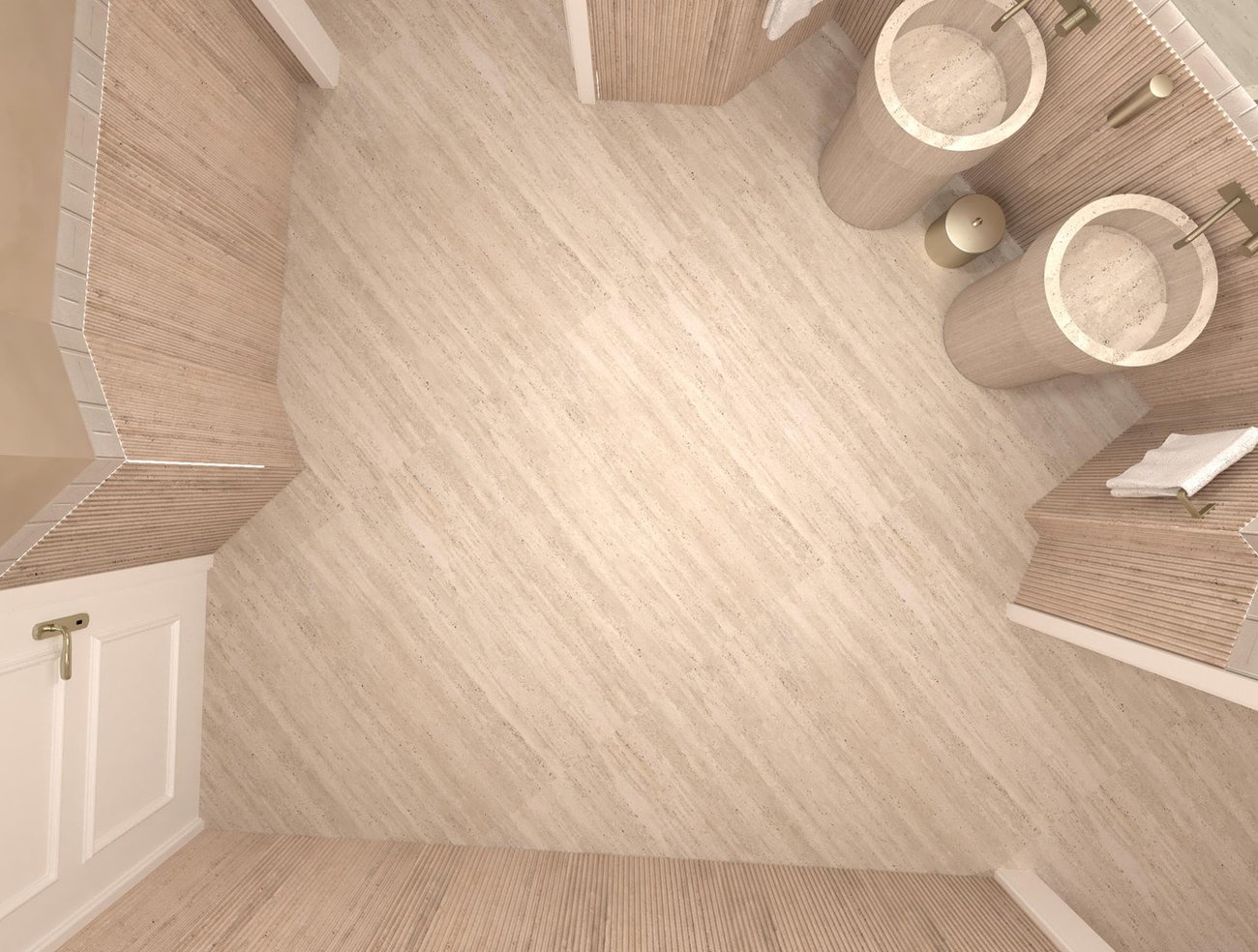 Bathroom design image in Rectangular shape, created with floor tiles MATERIA CLASSICA and wall tiles MATERIA BRILLANTE, MATERIA CLASSICA