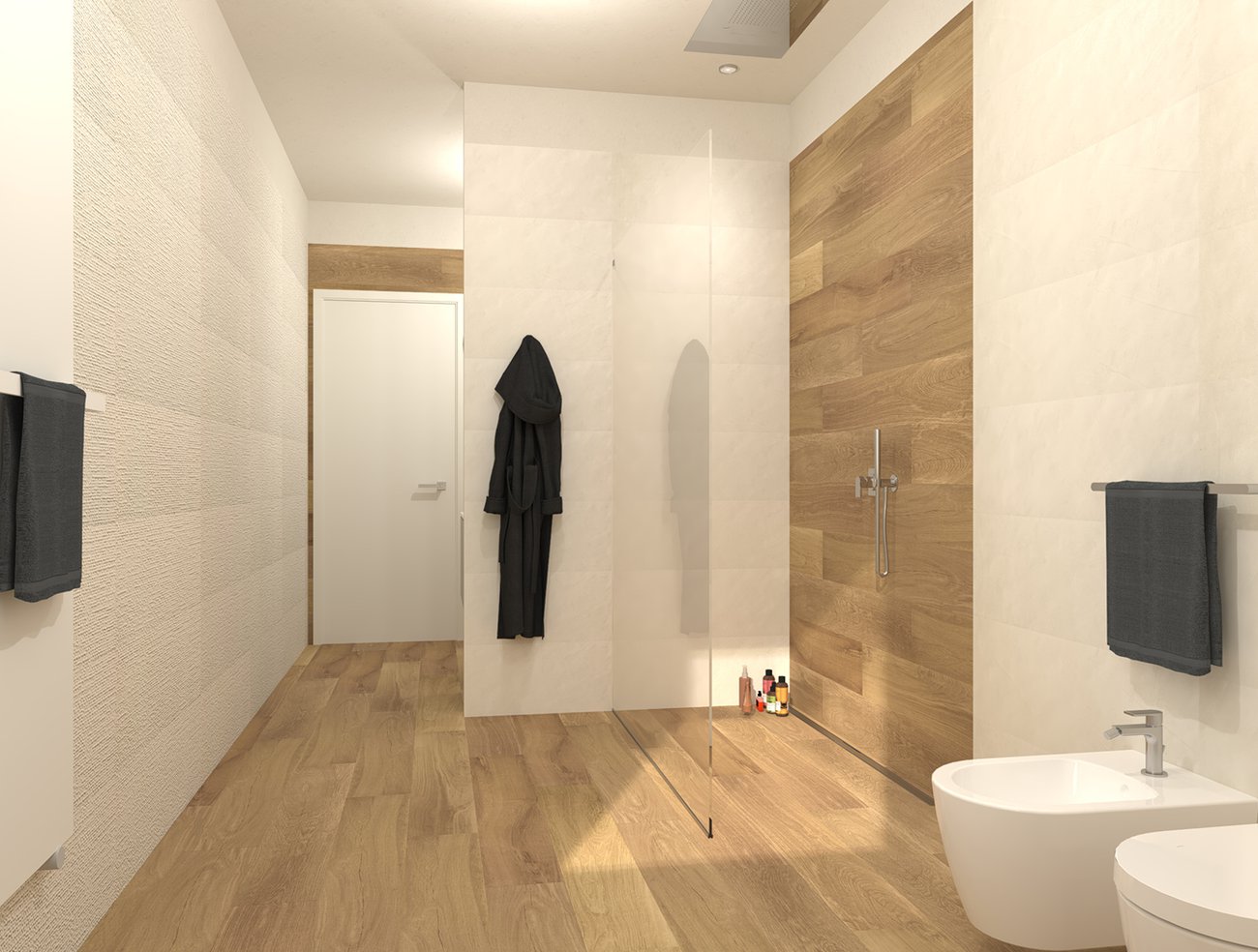 Bathroom design image in Rectangular shape, created with floor tiles FAPNEST