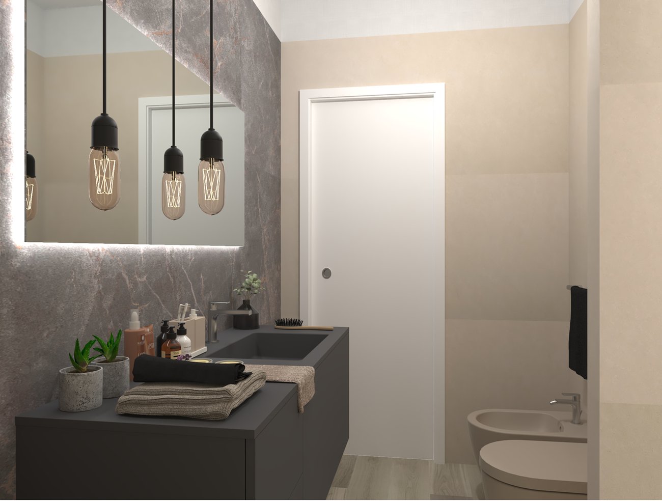 Bathroom design image in Rectangular shape, created with floor tiles FAPNEST