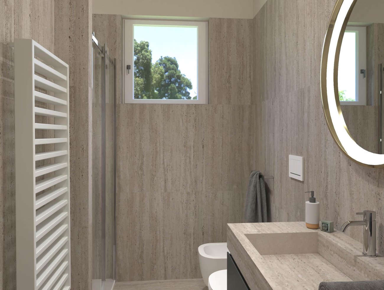 Bathroom design image in Rectangular shape, created with floor tiles MATERIA CLASSICA and wall tiles MATERIA CLASSICA