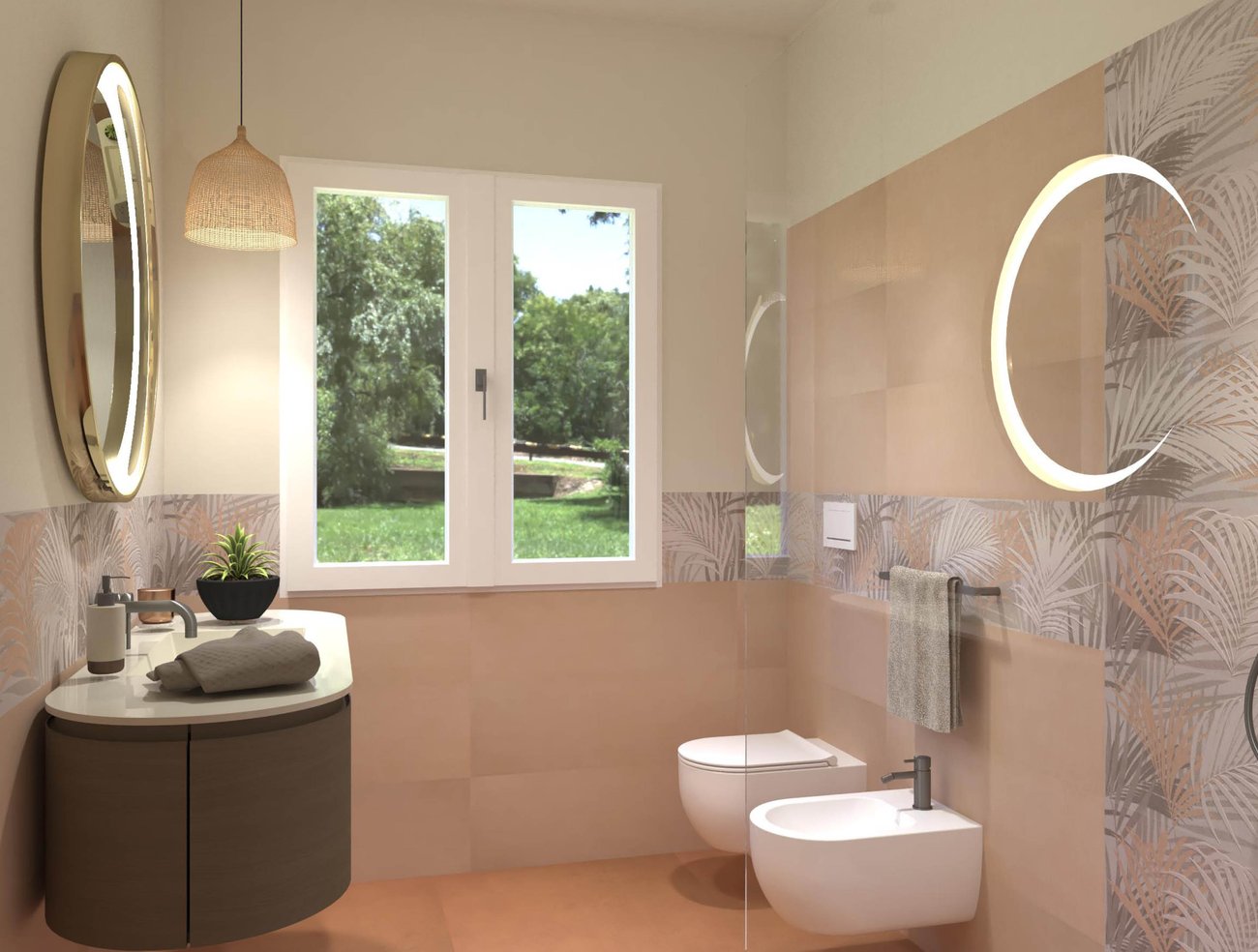 Bathroom design image in Rectangular shape, created with wall tiles DECO&MORE, SUMMER
