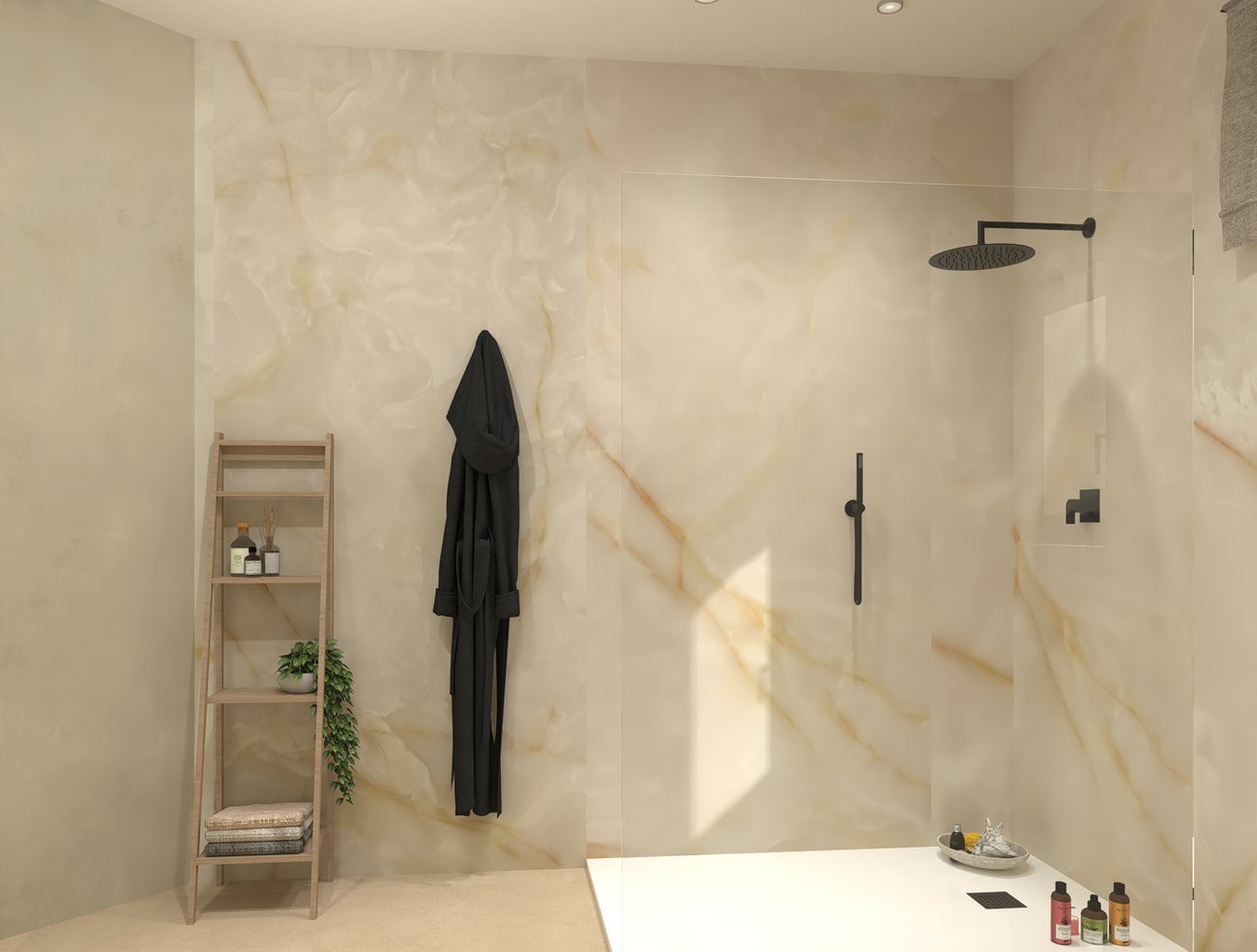 Bathroom design image in Rectangular shape, created with floor tiles SUMMER and wall tiles FAP MAXXI 120x278, GEMME