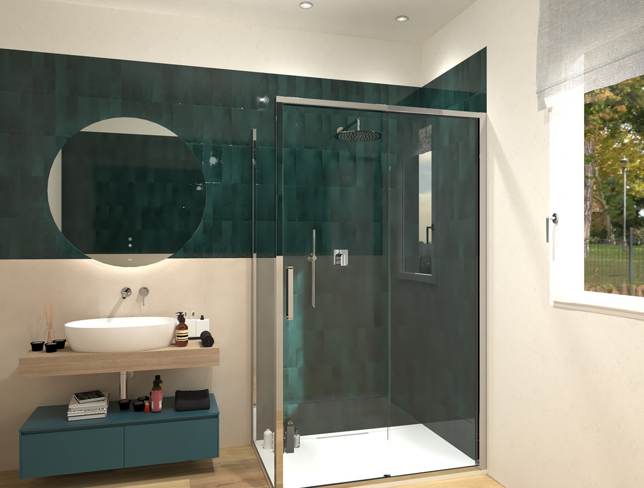 Bathroom design image in Rectangular shape, created with floor tiles FAPNEST and wall tiles GLIM, MILANO MOOD