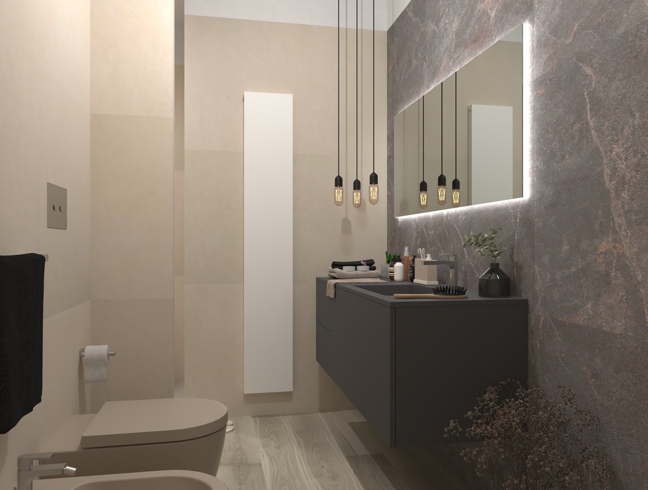 Bathroom design image in Rectangular shape, created with floor tiles FAPNEST