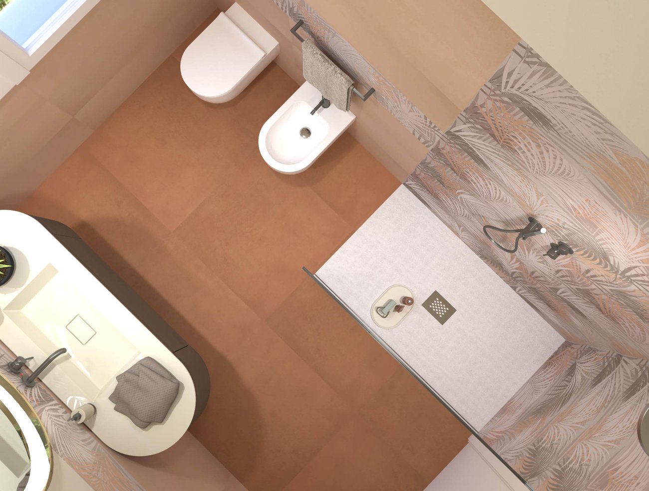 Bathroom design image in Rectangular shape, created with wall tiles DECO&MORE, SUMMER