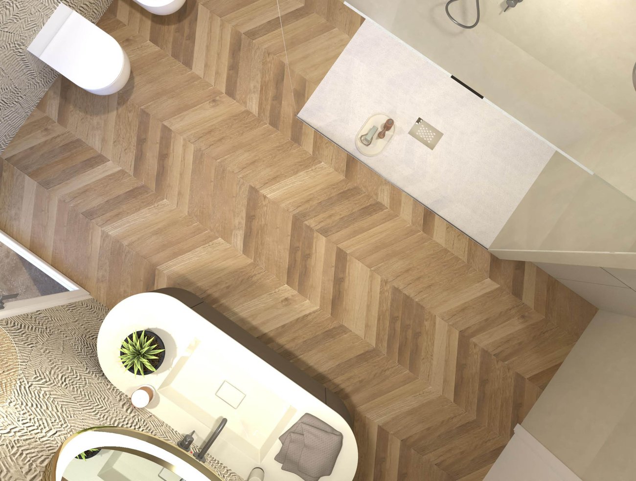 Bathroom design image in Rectangular shape, created with floor tiles FAPNEST and wall tiles BLOOM