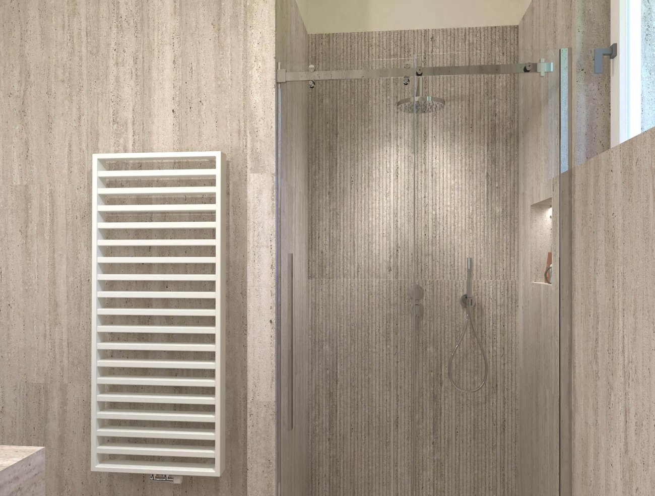 Bathroom design image in Rectangular shape, created with floor tiles MATERIA CLASSICA and wall tiles MATERIA CLASSICA