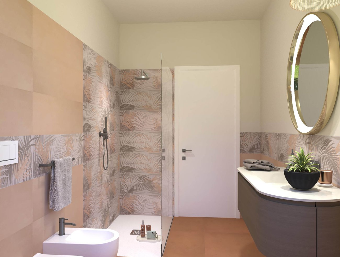 Bathroom design image in Rectangular shape, created with wall tiles DECO&MORE, SUMMER