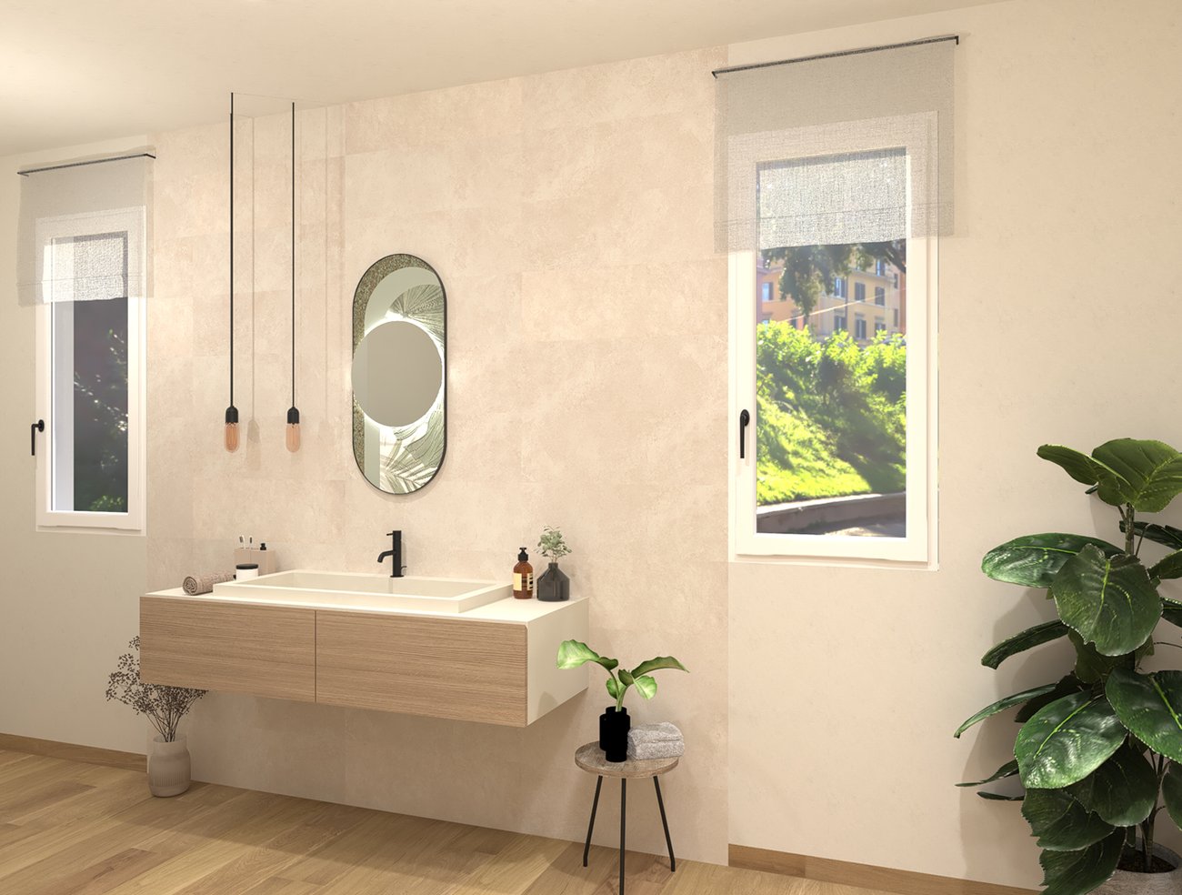 Bathroom design image in Rectangular shape, created with floor tiles FAPNEST and wall tiles NOBU
