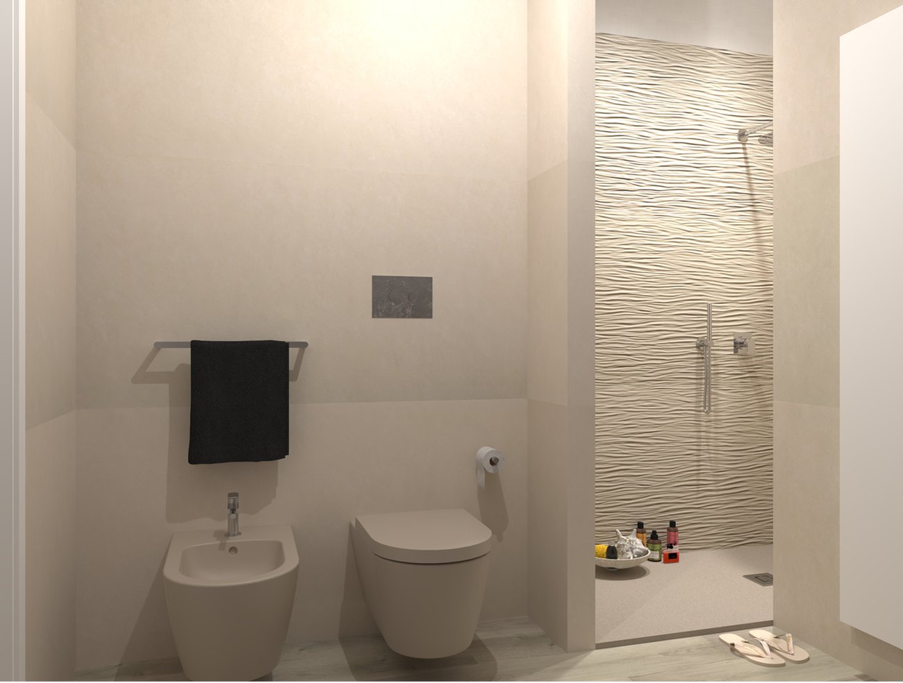 Bathroom design image in Rectangular shape, created with floor tiles FAPNEST