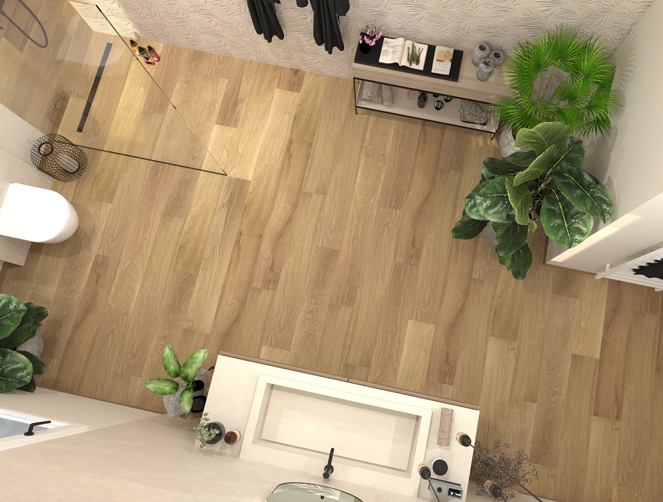 Bathroom design image in Rectangular shape, created with floor tiles FAPNEST and wall tiles NOBU